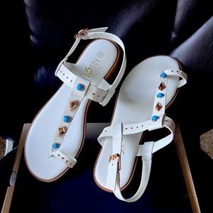 Brand New White bejeweled sandals